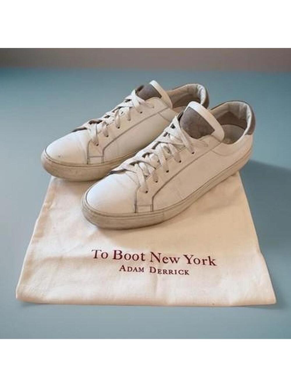 To Boot New York Adam Derrick White Leather Sneakers with Dust Bag Size 9.5